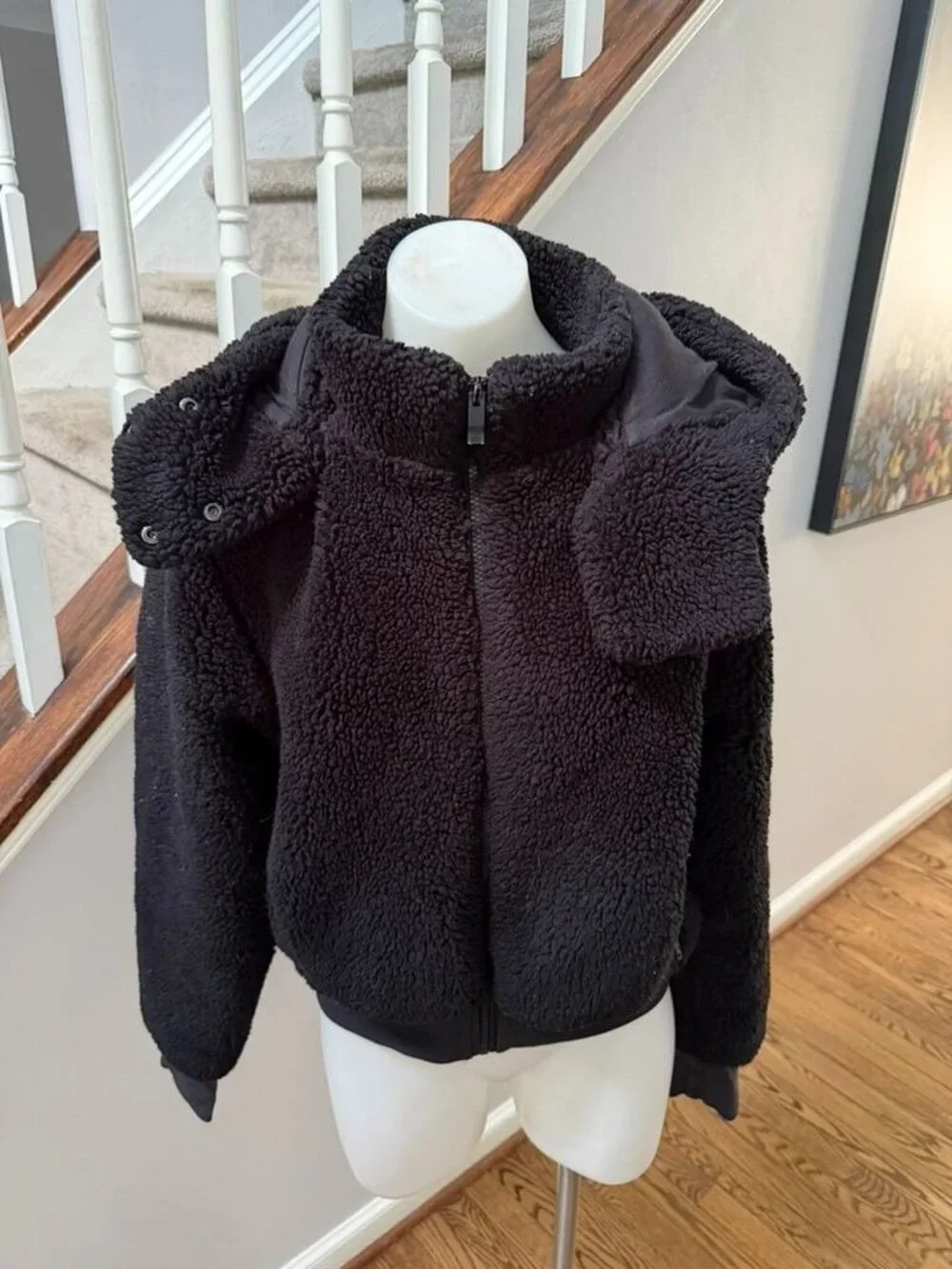 Alo Yoga Foxy Sherpa Jacket Womens Black Fleece Full Zip Small